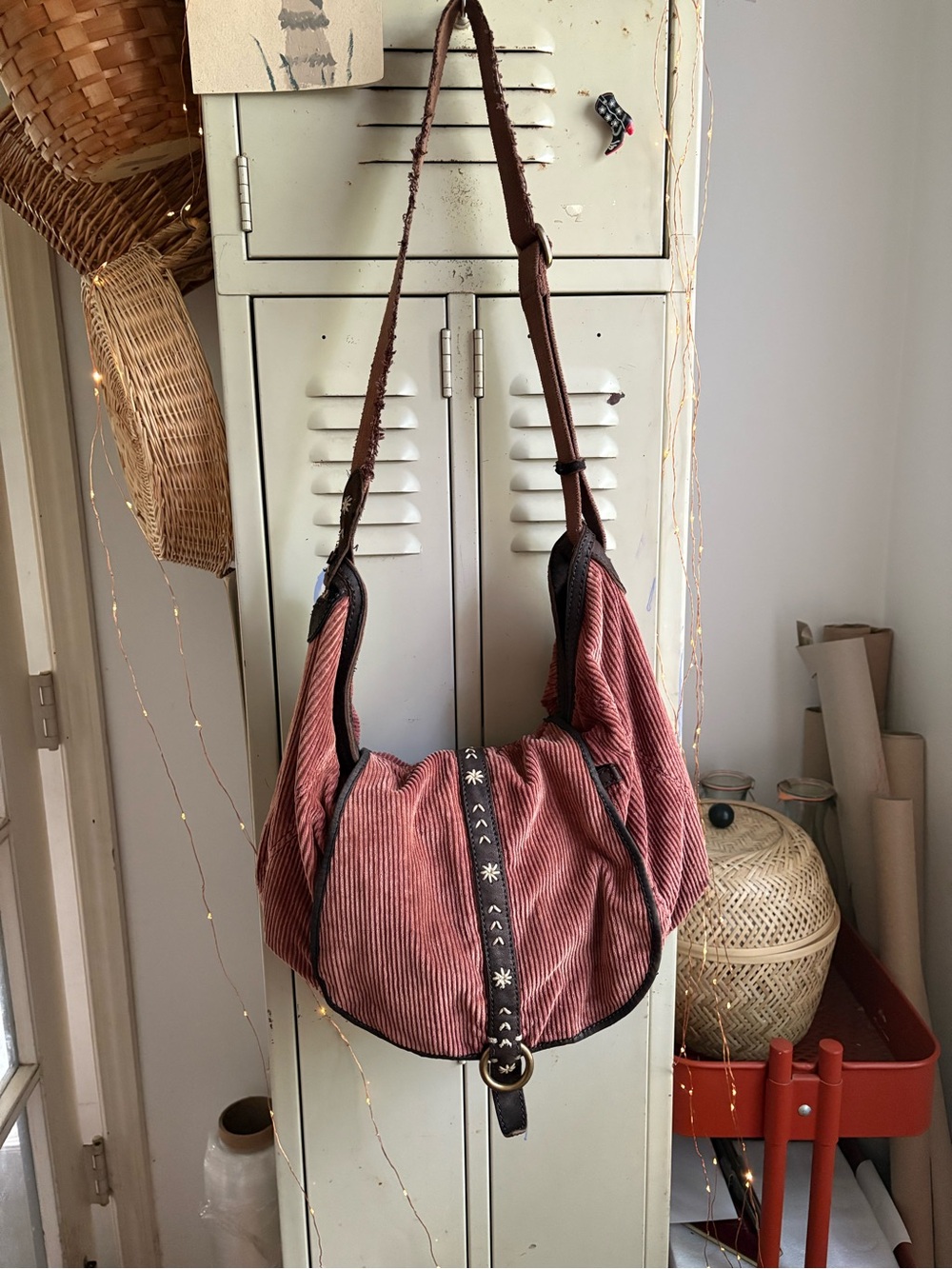 Vintage Lucky Brand Corduroy Messenger Bag